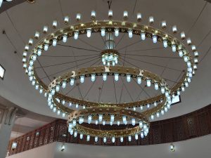 Large golden mosque chandeliers