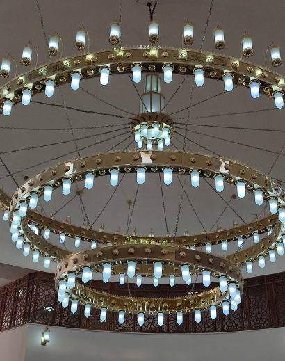 Large golden mosque chandeliers