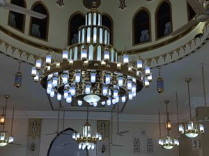 Large golden mosque chandeliers