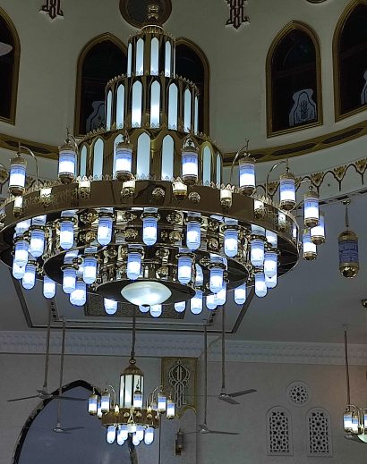 Large golden mosque chandeliers